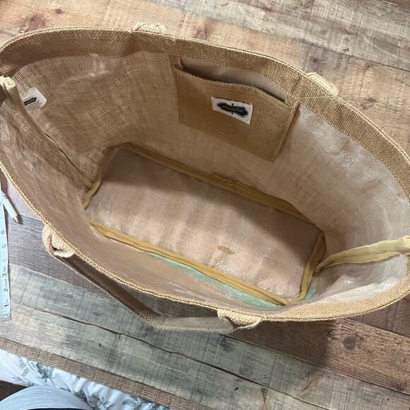 Mud Pie | Burlap Canvas Mermaids Are Real Beach Tote - Picture 5 of 5